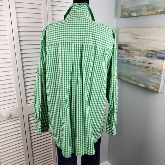 VTG Joan Rivers Green Gingham Button Top Large - Picture 6 of 12